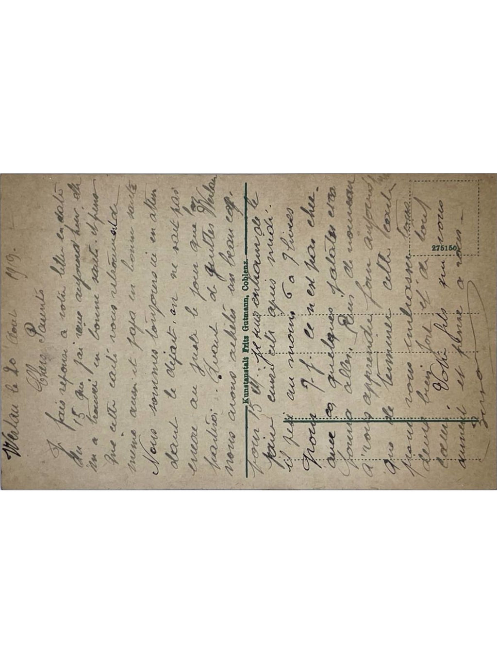 Verso de la carte postale