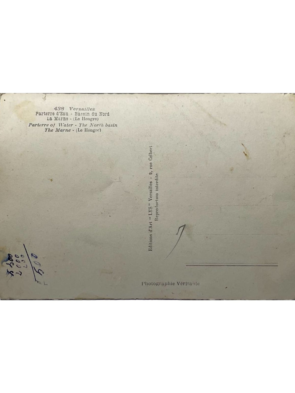 Verso de la carte postale