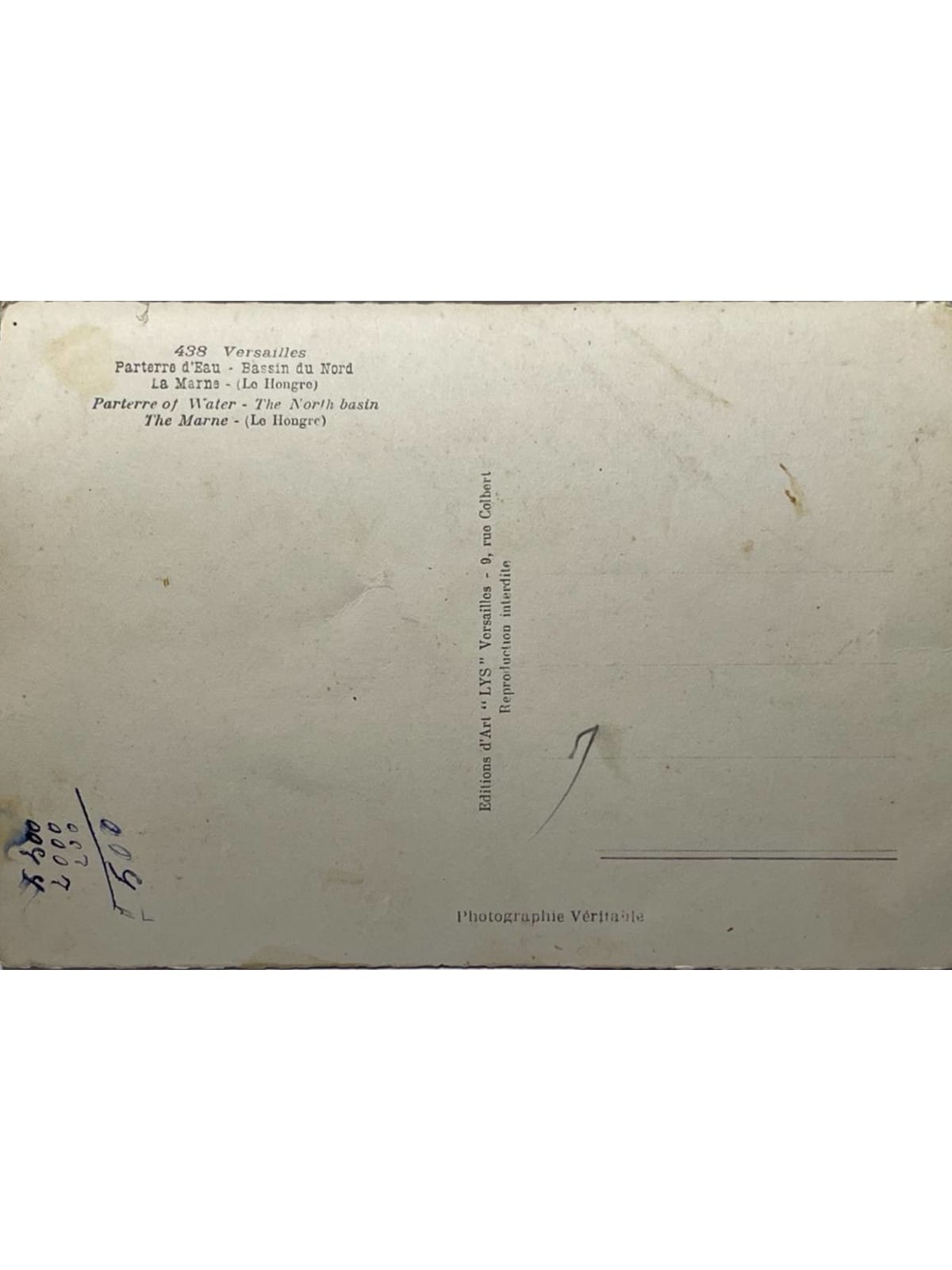 Verso de la carte postale