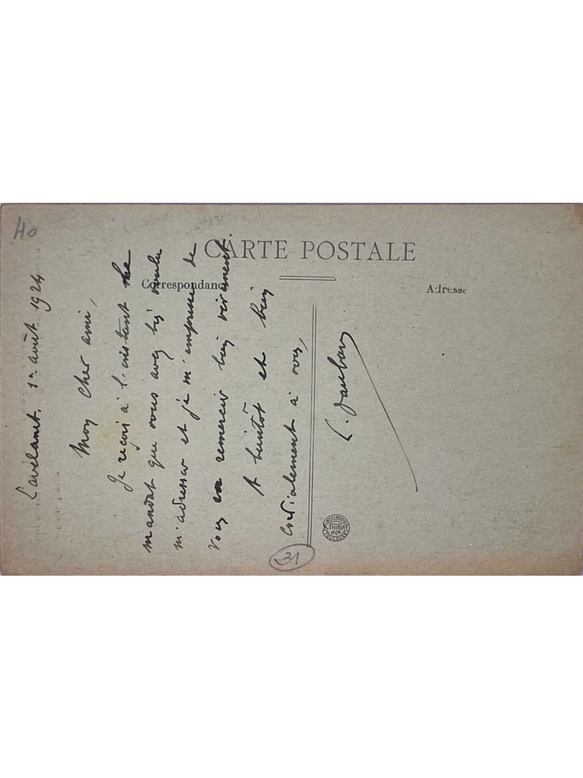 Verso de la carte postale