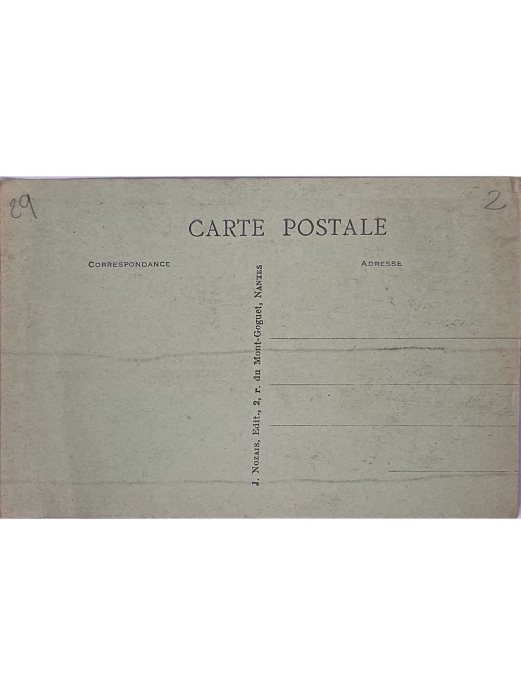 Verso de la carte postale