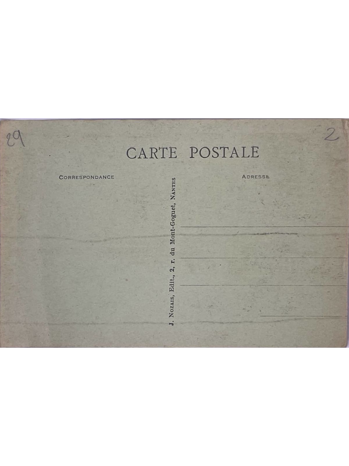 Verso de la carte postale