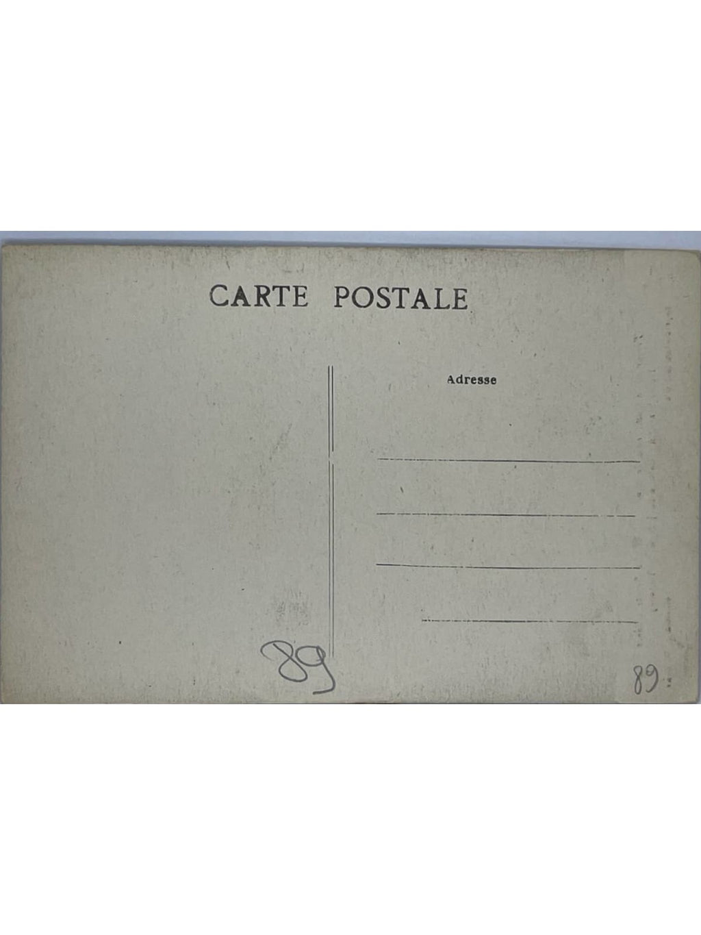 Verso de la carte postale