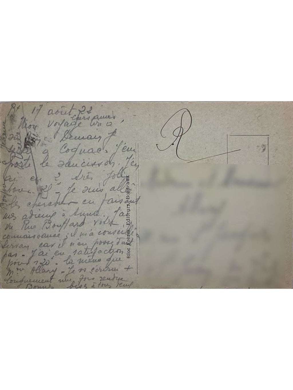 Verso de la carte postale