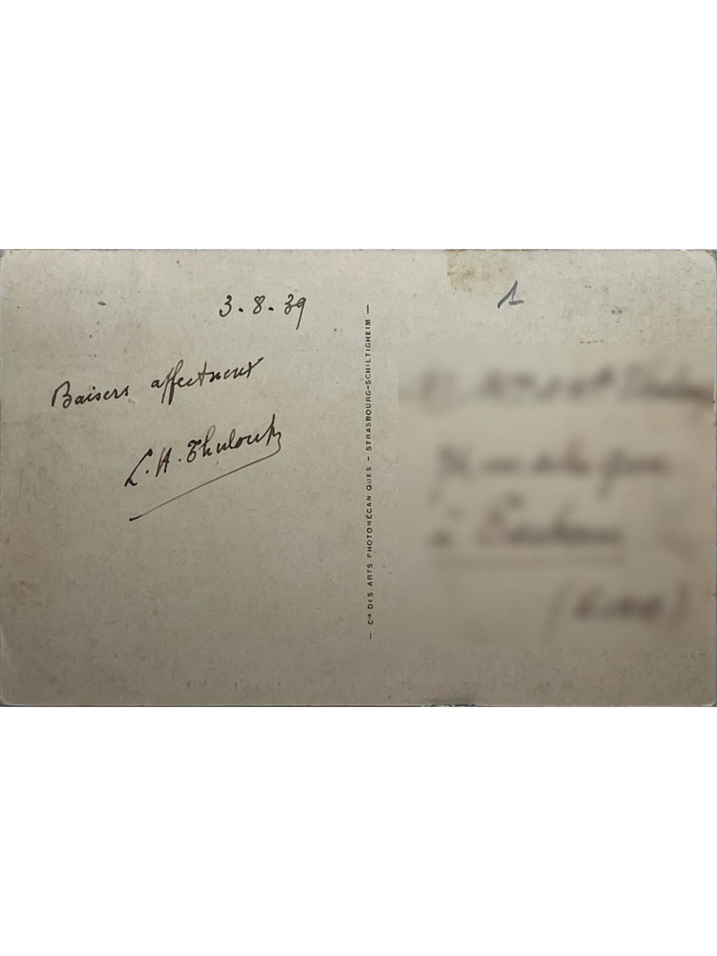 Verso de la carte postale