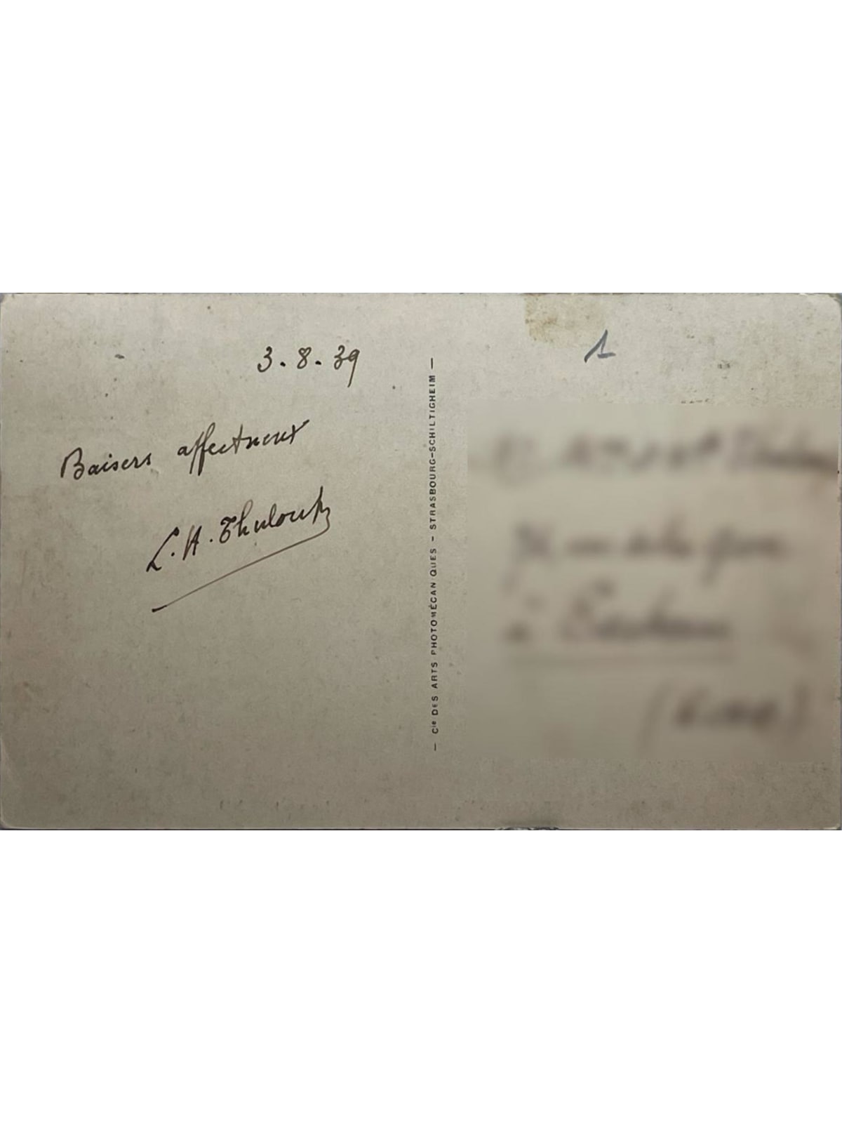 Verso de la carte postale