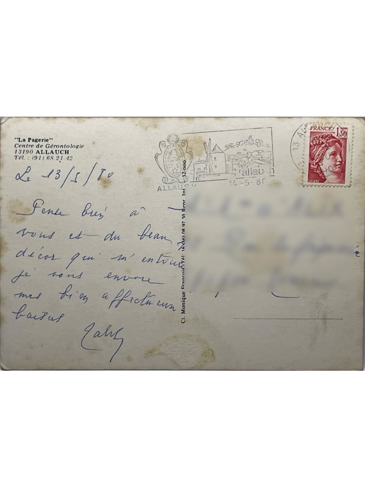 Verso de la carte postale
