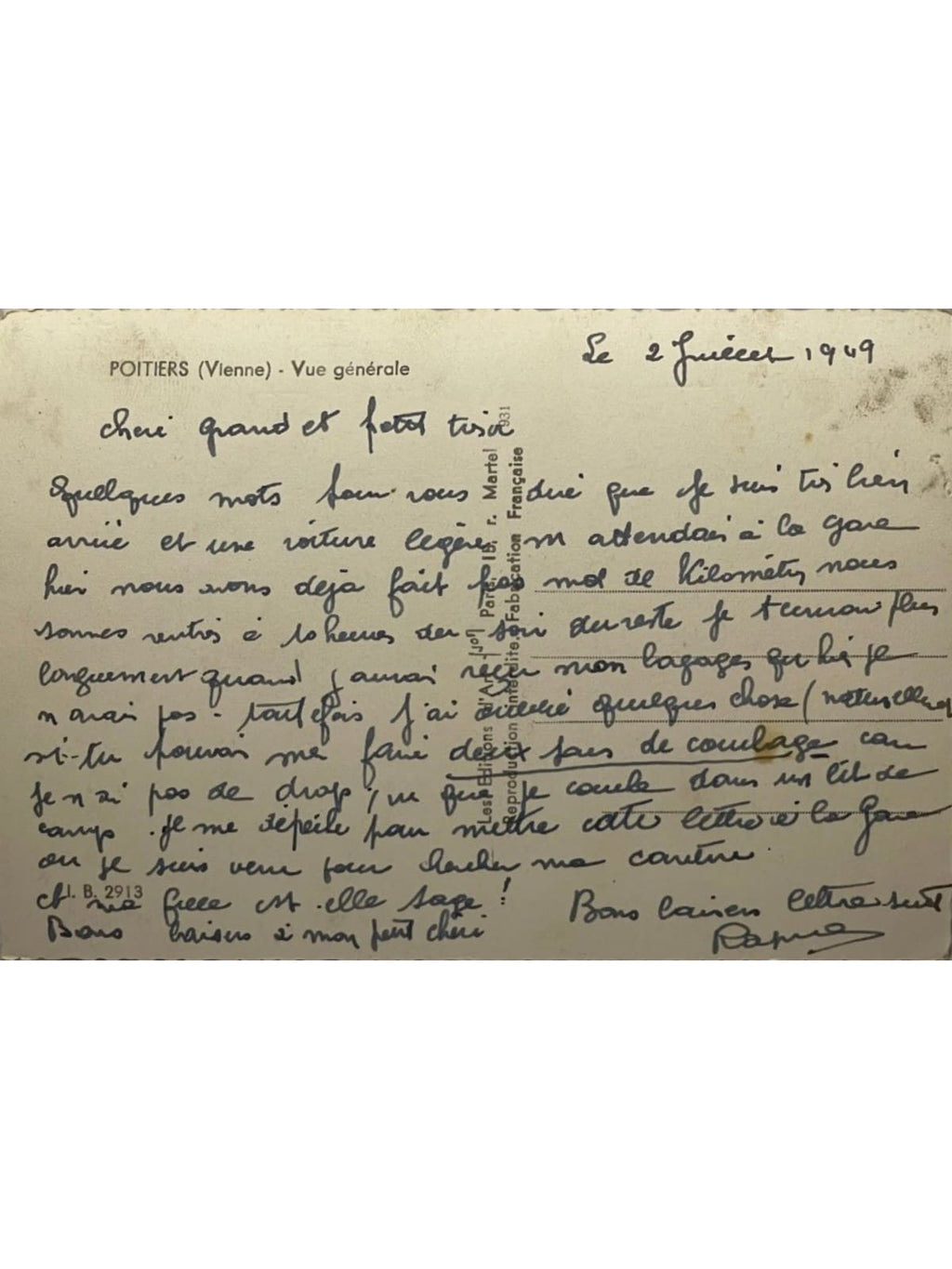 Verso de la carte postale