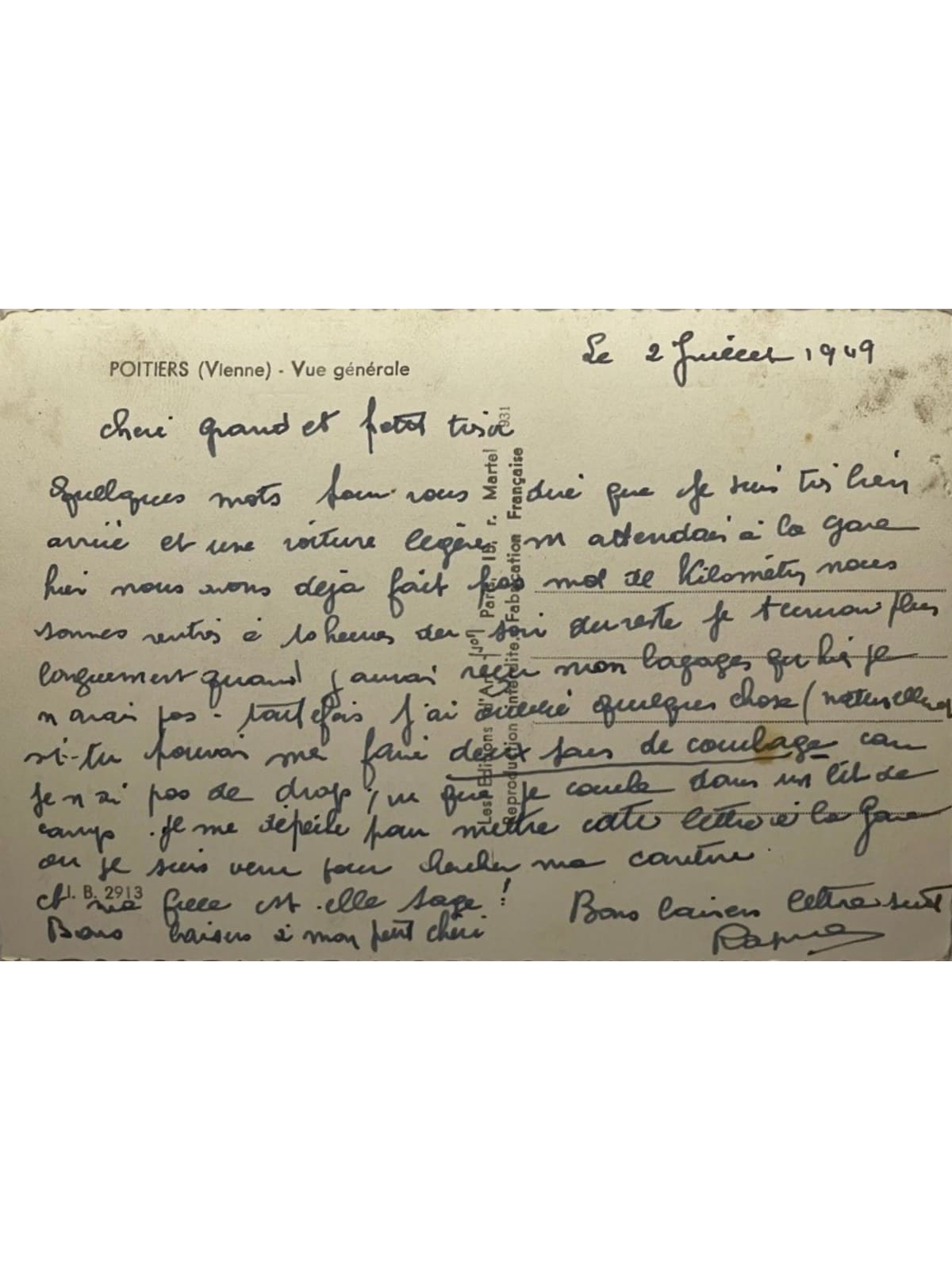 Verso de la carte postale