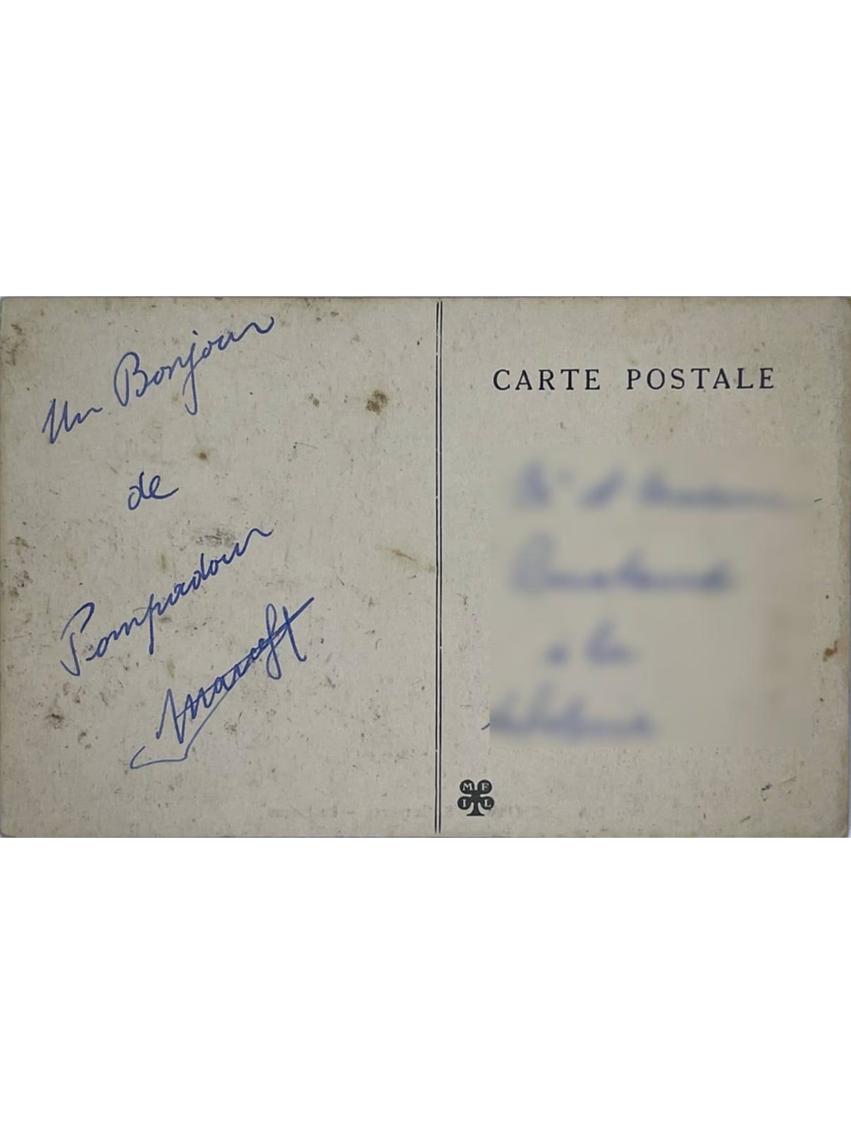 Verso de la carte postale