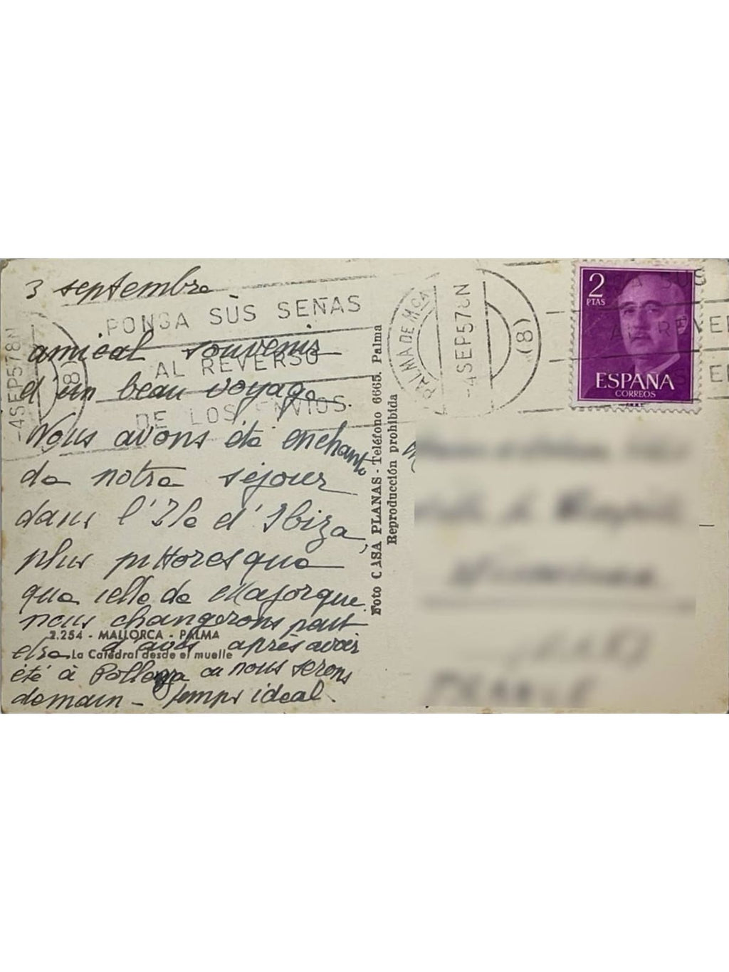Verso de la carte postale