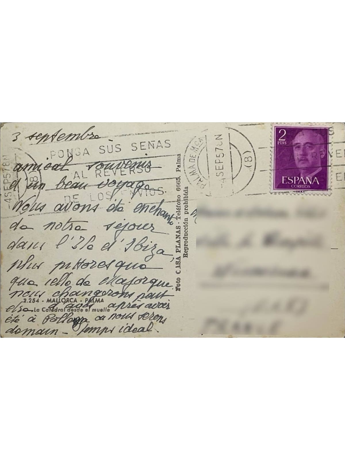 Verso de la carte postale