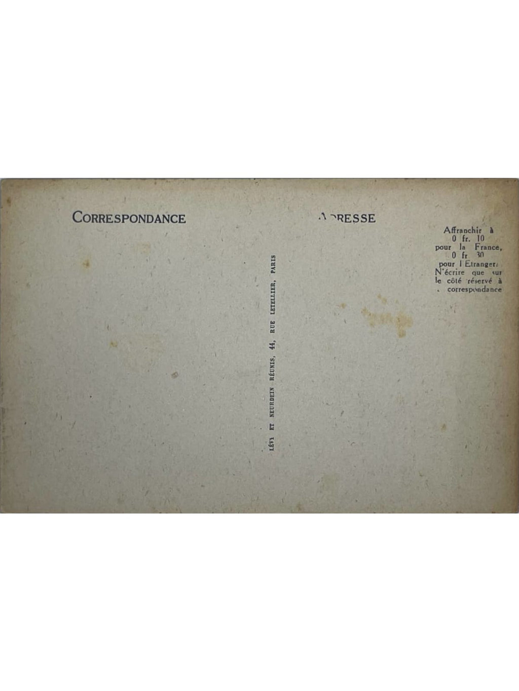 Verso de la carte postale