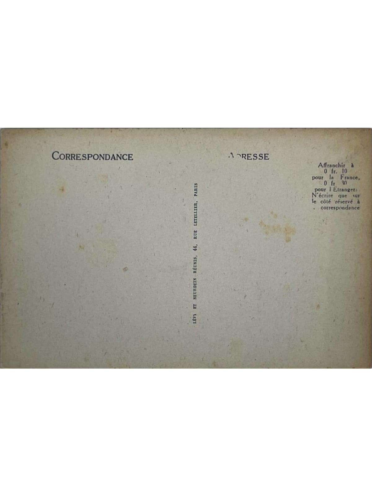 Verso de la carte postale