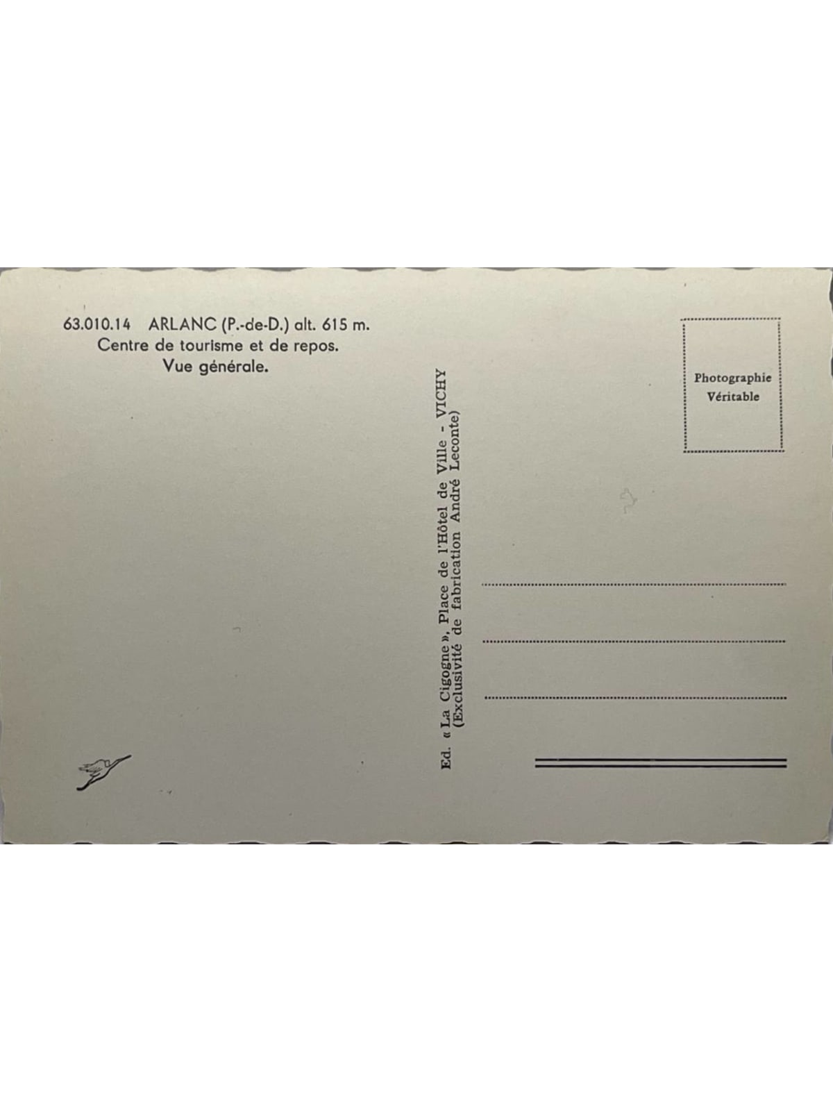Verso de la carte postale