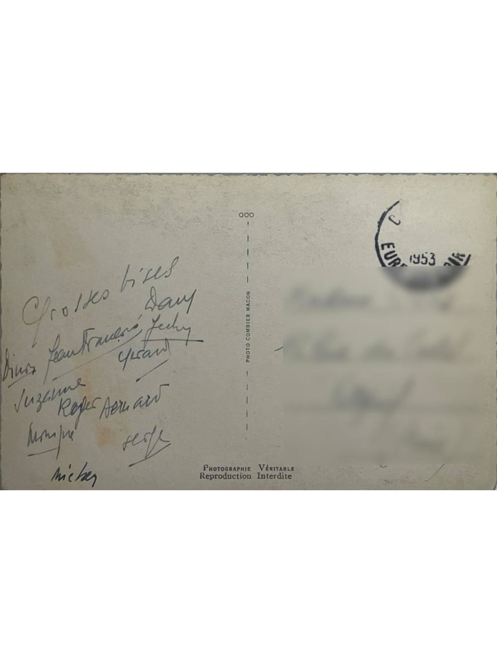 Verso de la carte postale