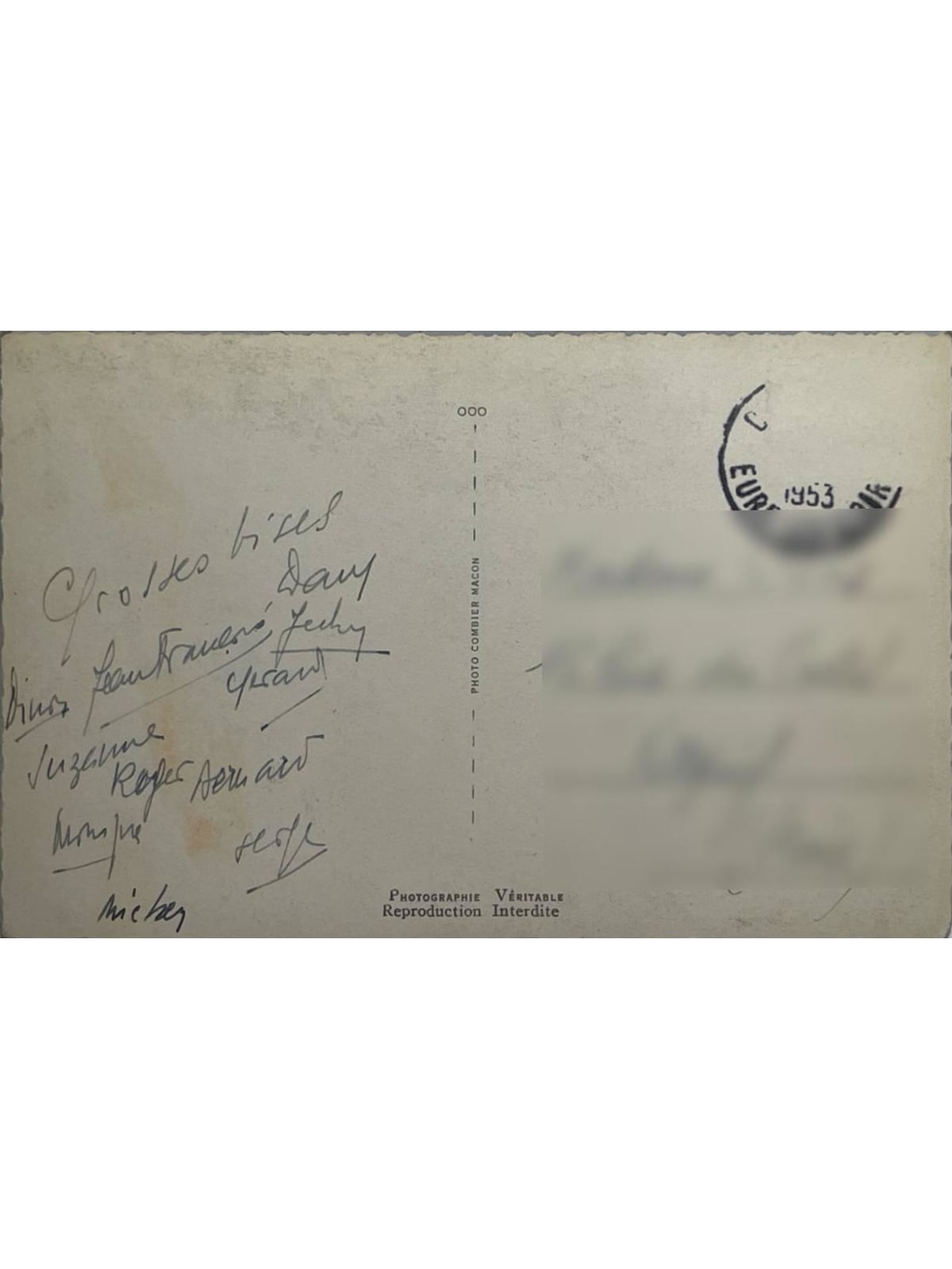 Verso de la carte postale