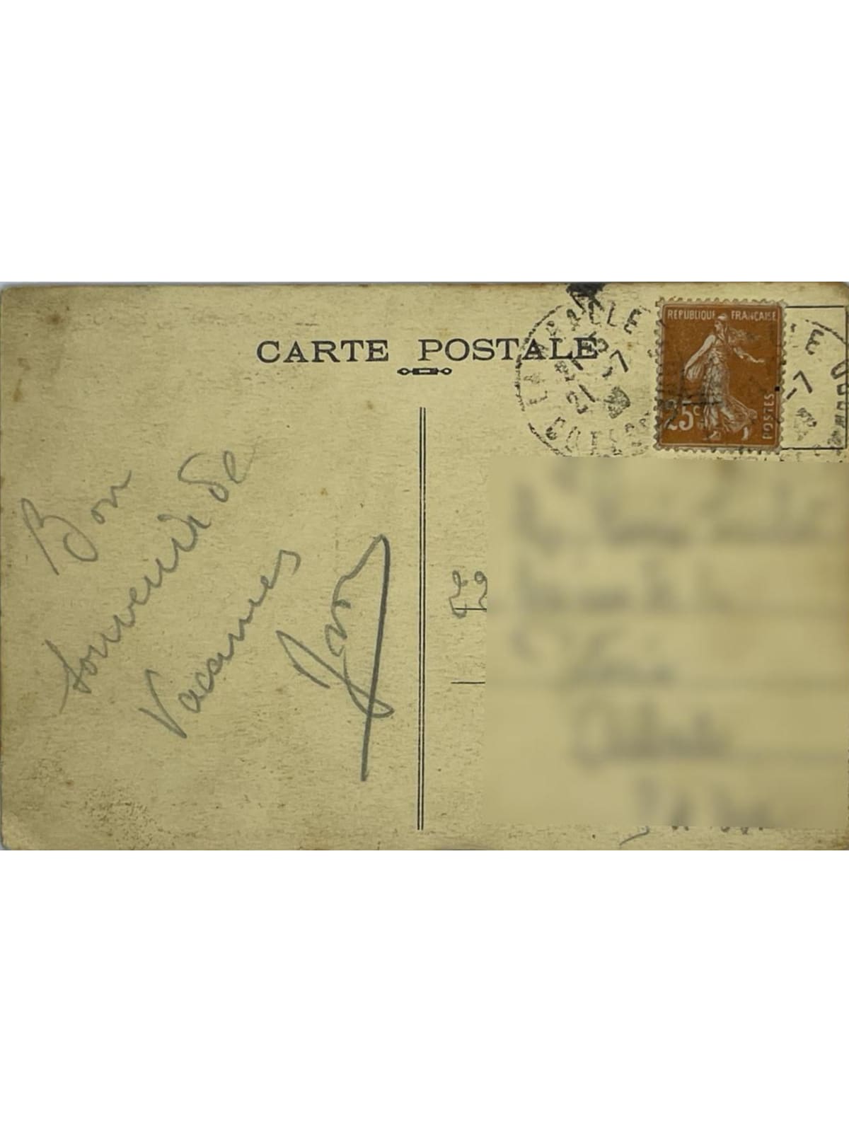 Verso de la carte postale