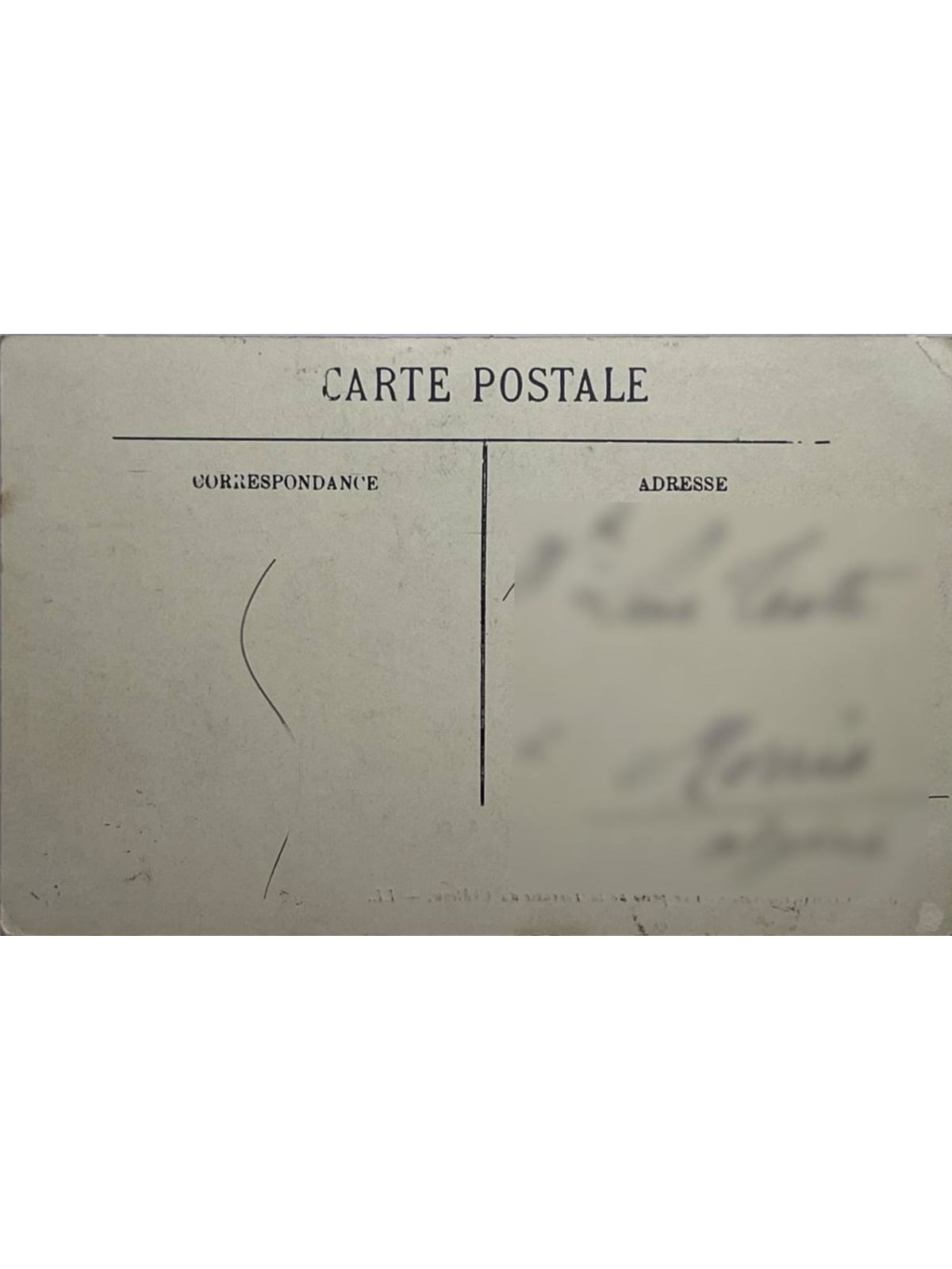 Verso de la carte postale