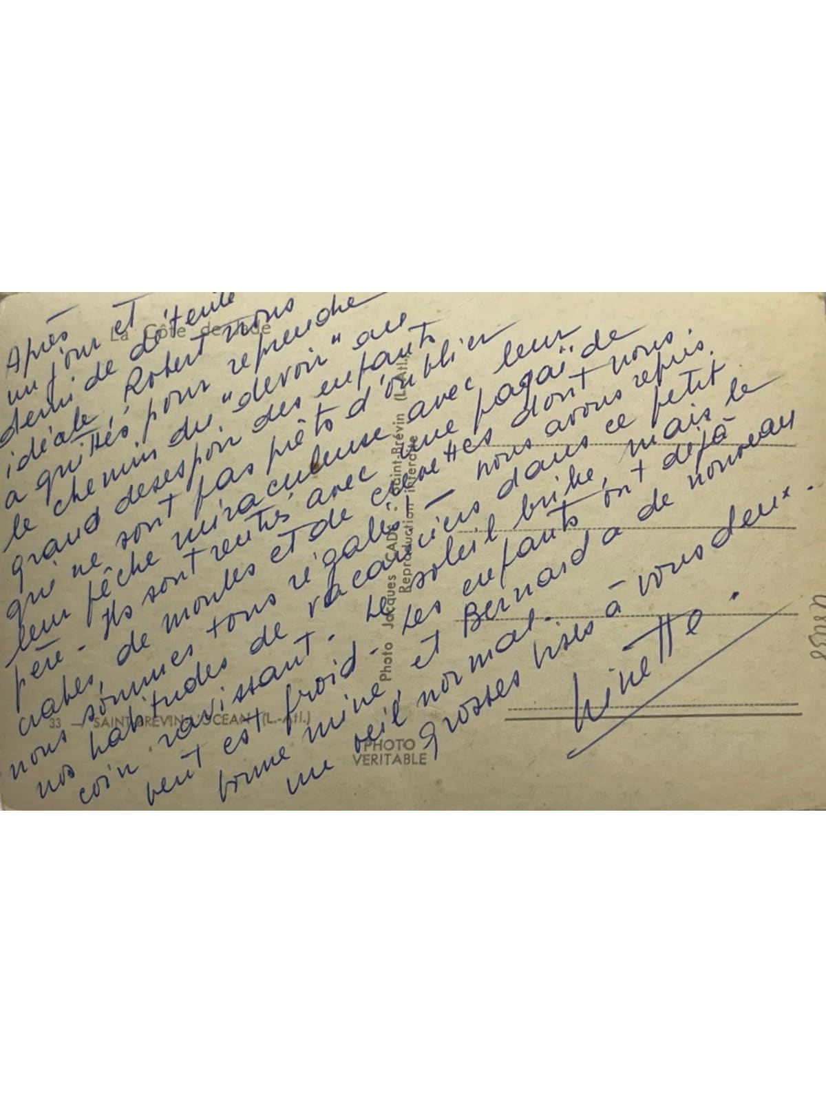 Verso de la carte postale