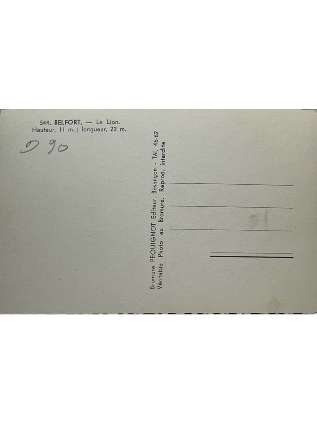 Verso de la carte postale