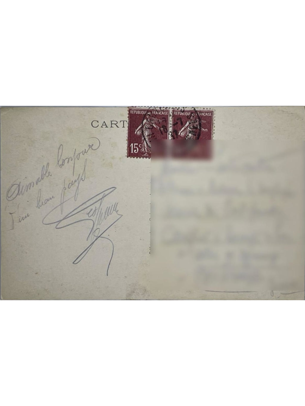 Verso de la carte postale