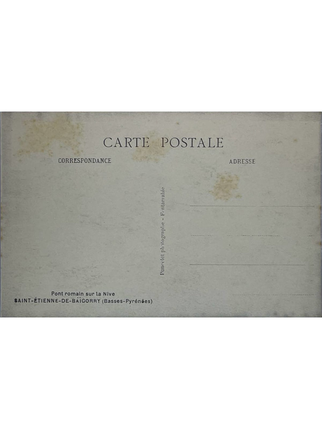 Verso de la carte postale