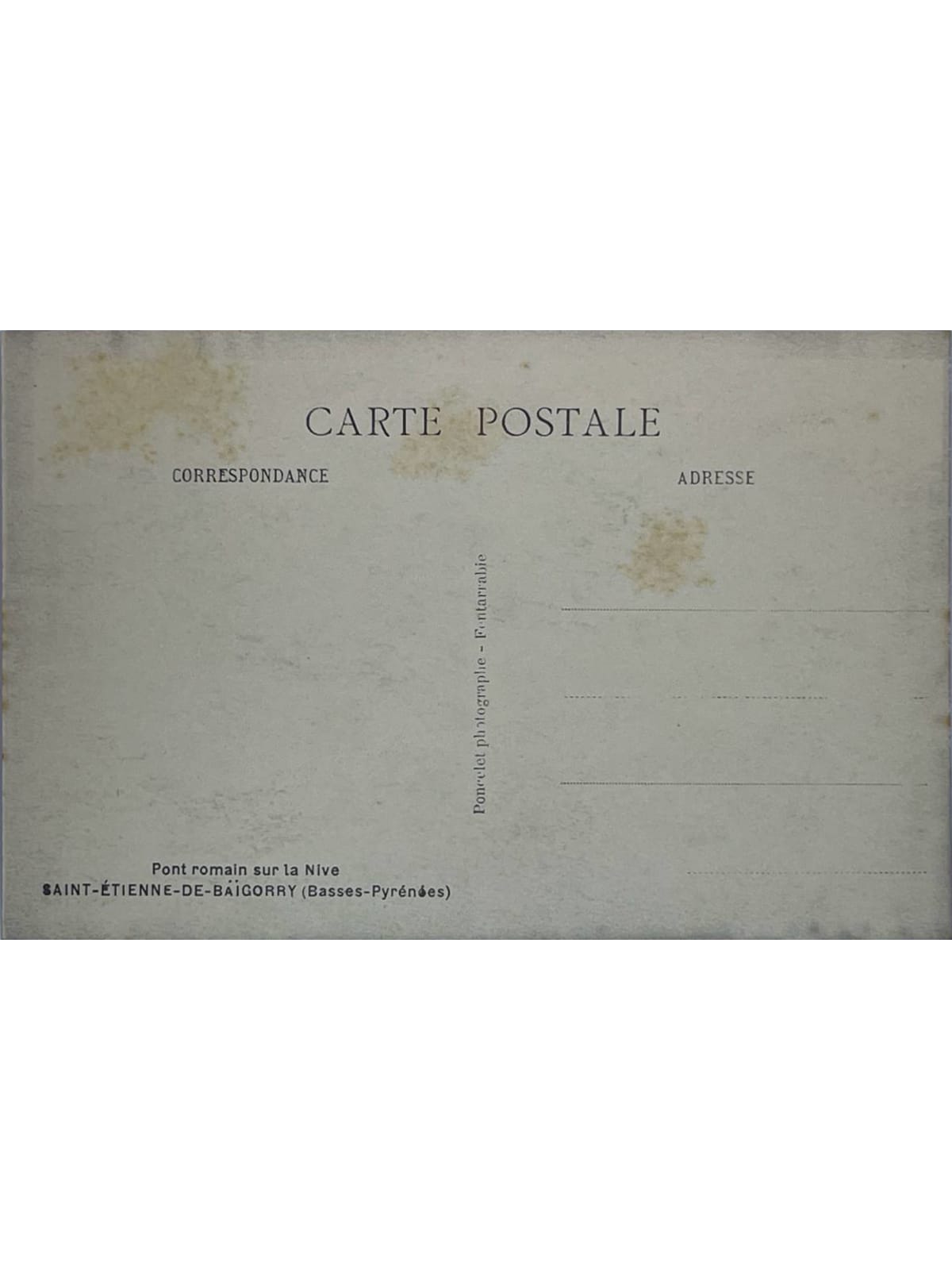 Verso de la carte postale