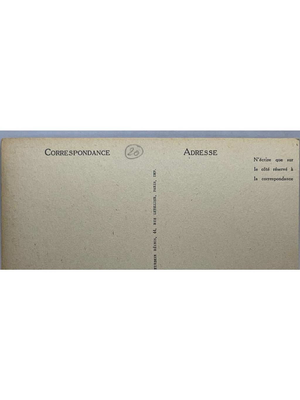 Verso de la carte postale