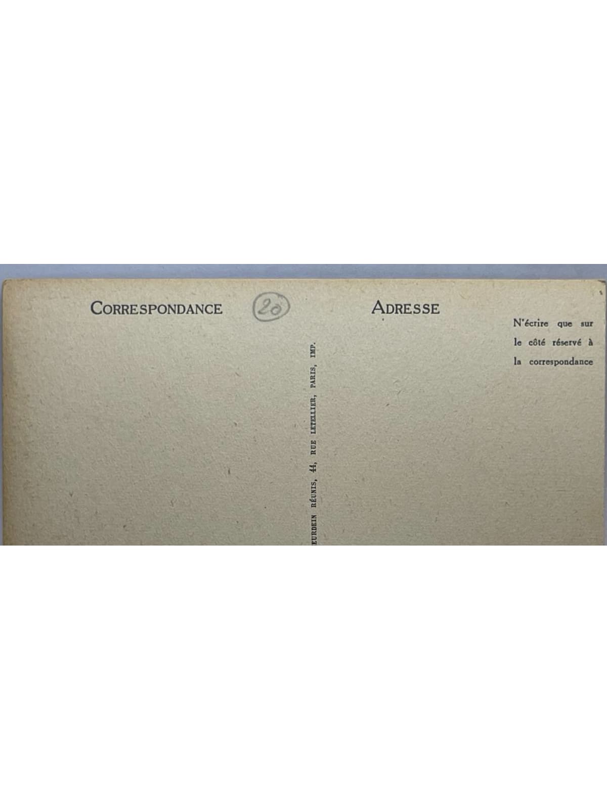 Verso de la carte postale