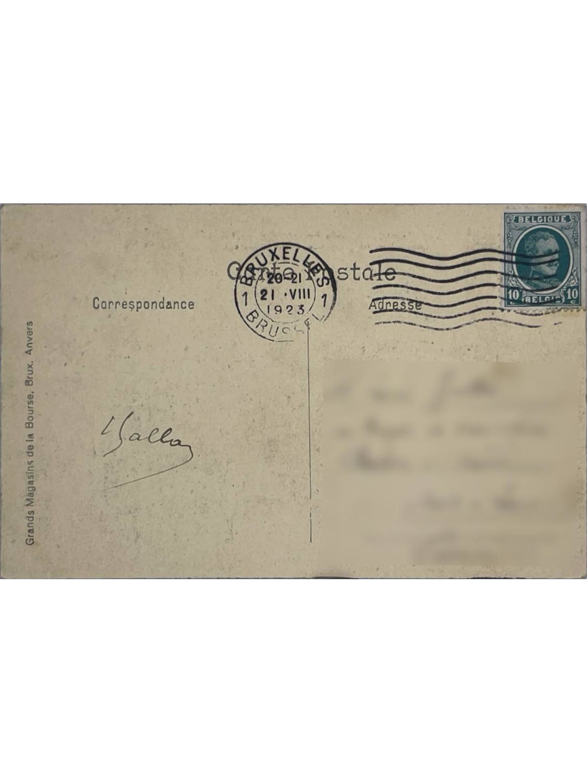 Verso de la carte postale