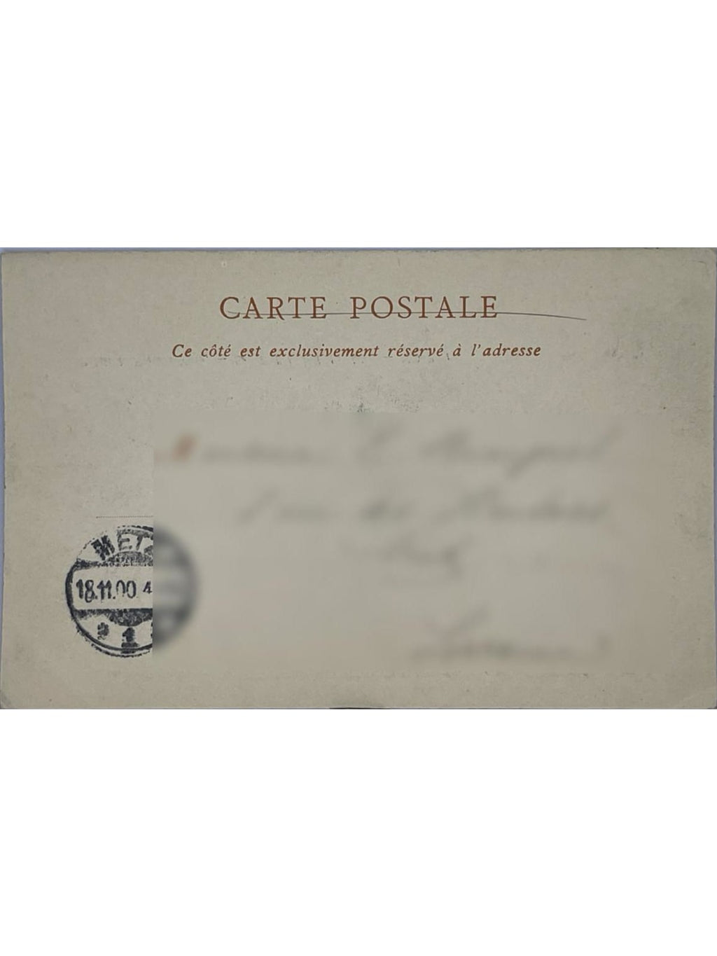 Verso de la carte postale
