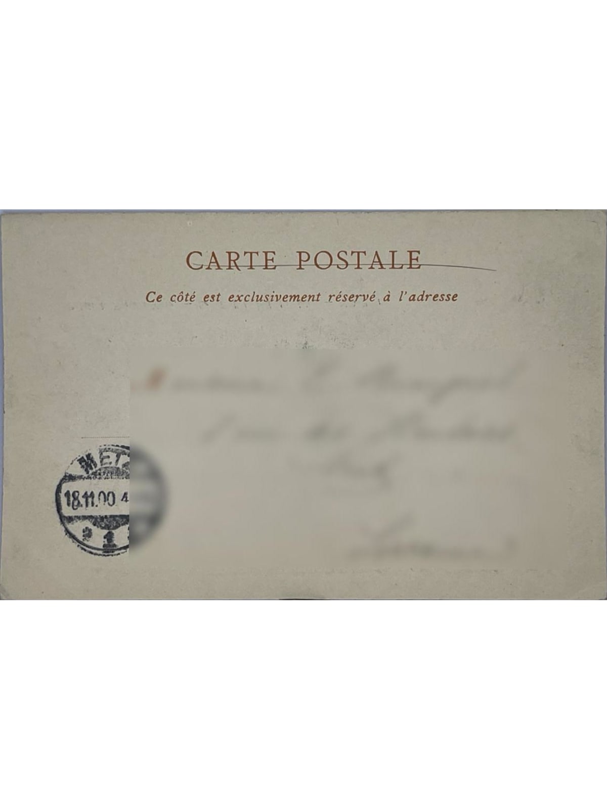 Verso de la carte postale