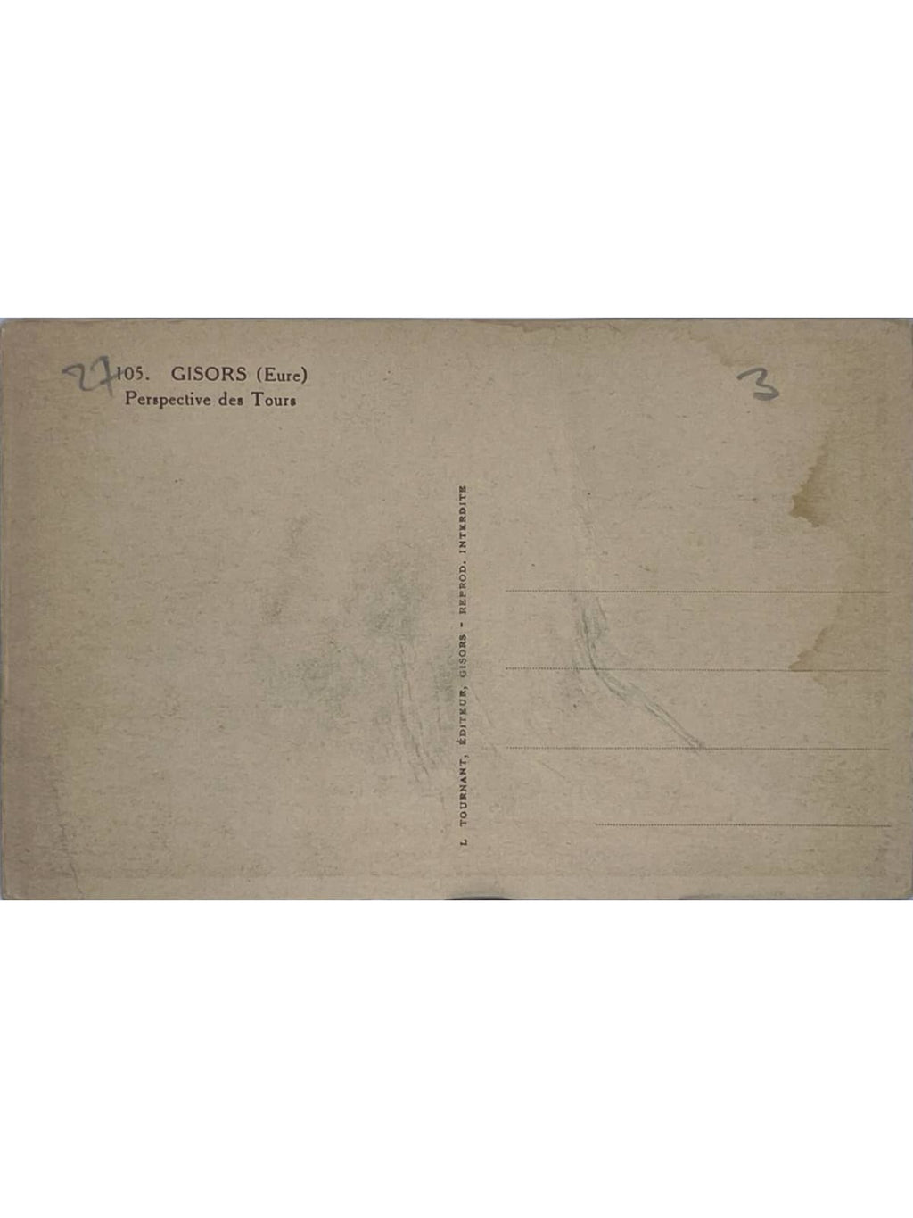 Verso de la carte postale