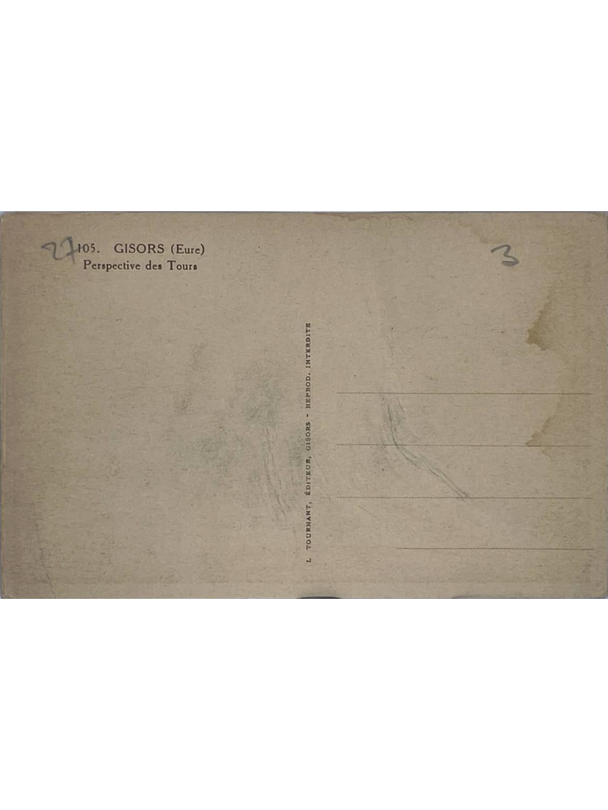 Verso de la carte postale