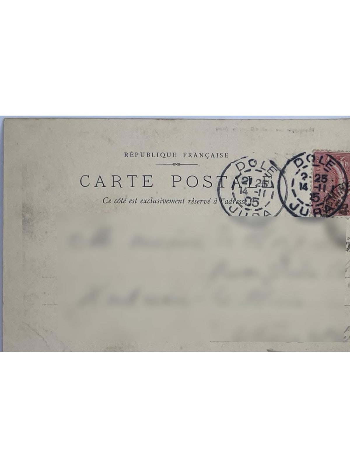 Verso de la carte postale