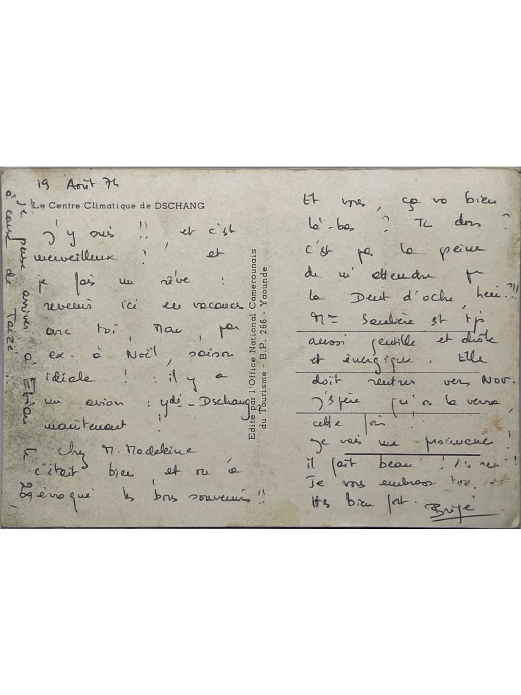 Verso de la carte postale