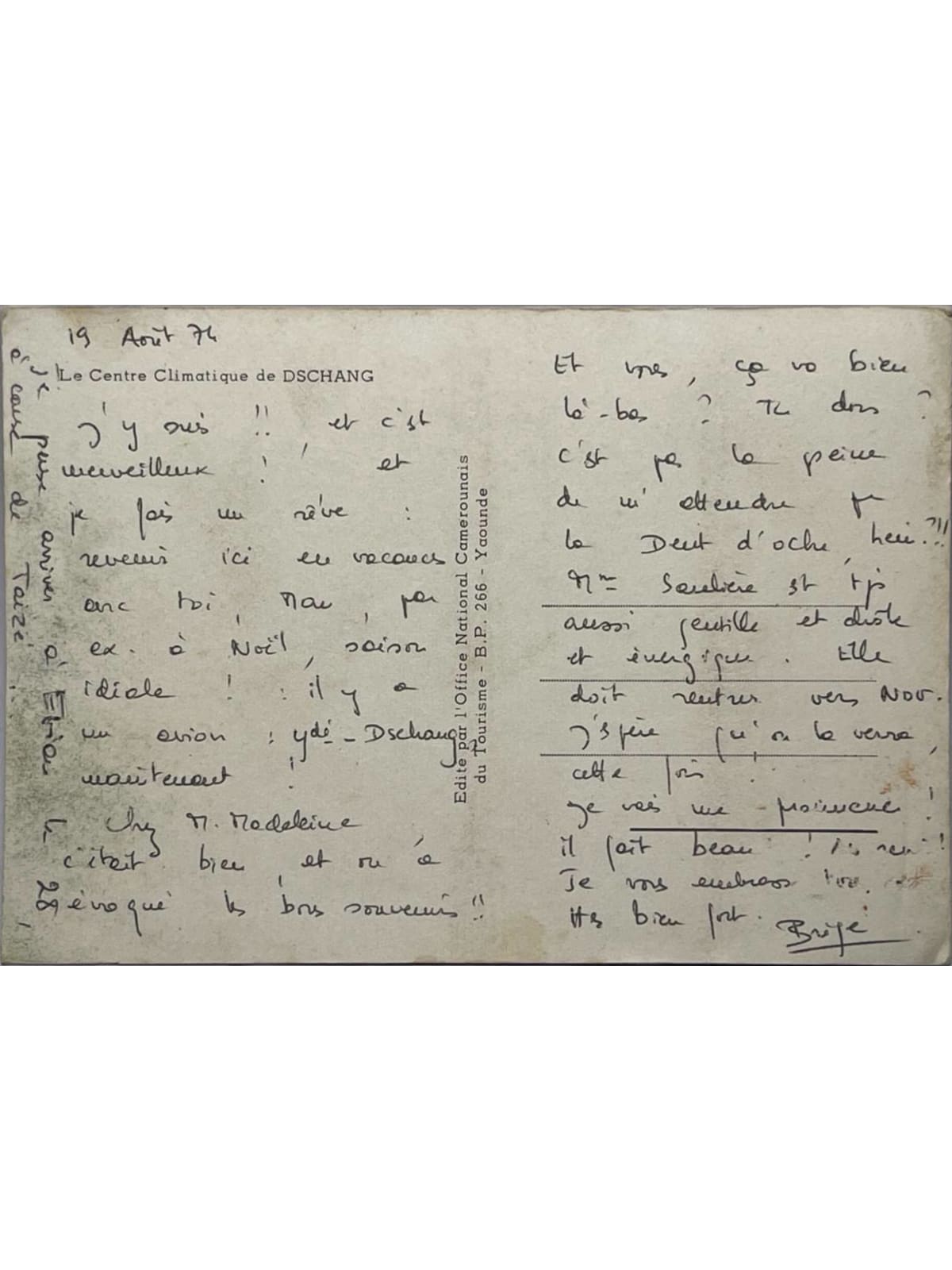 Verso de la carte postale