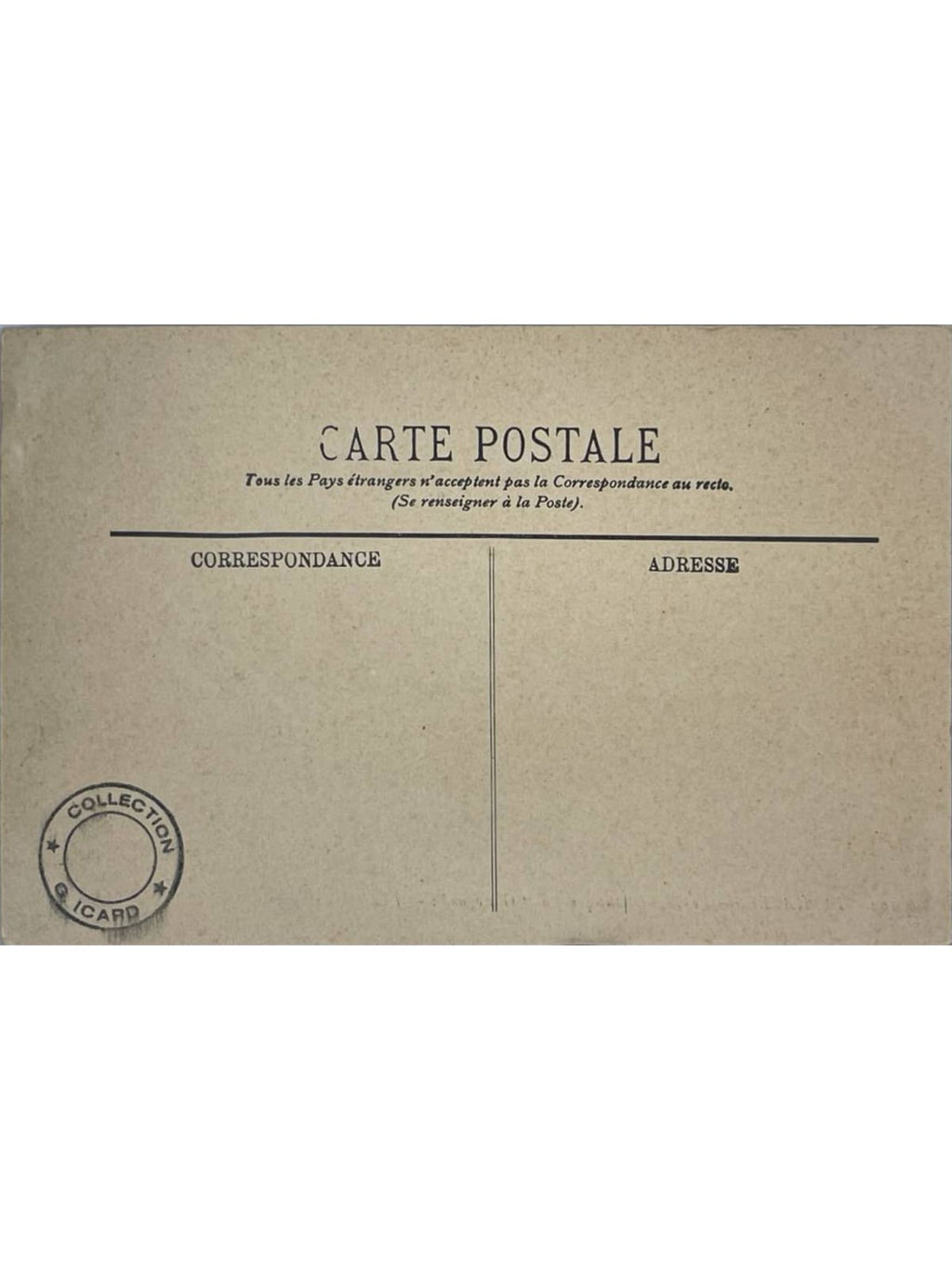 Verso de la carte postale