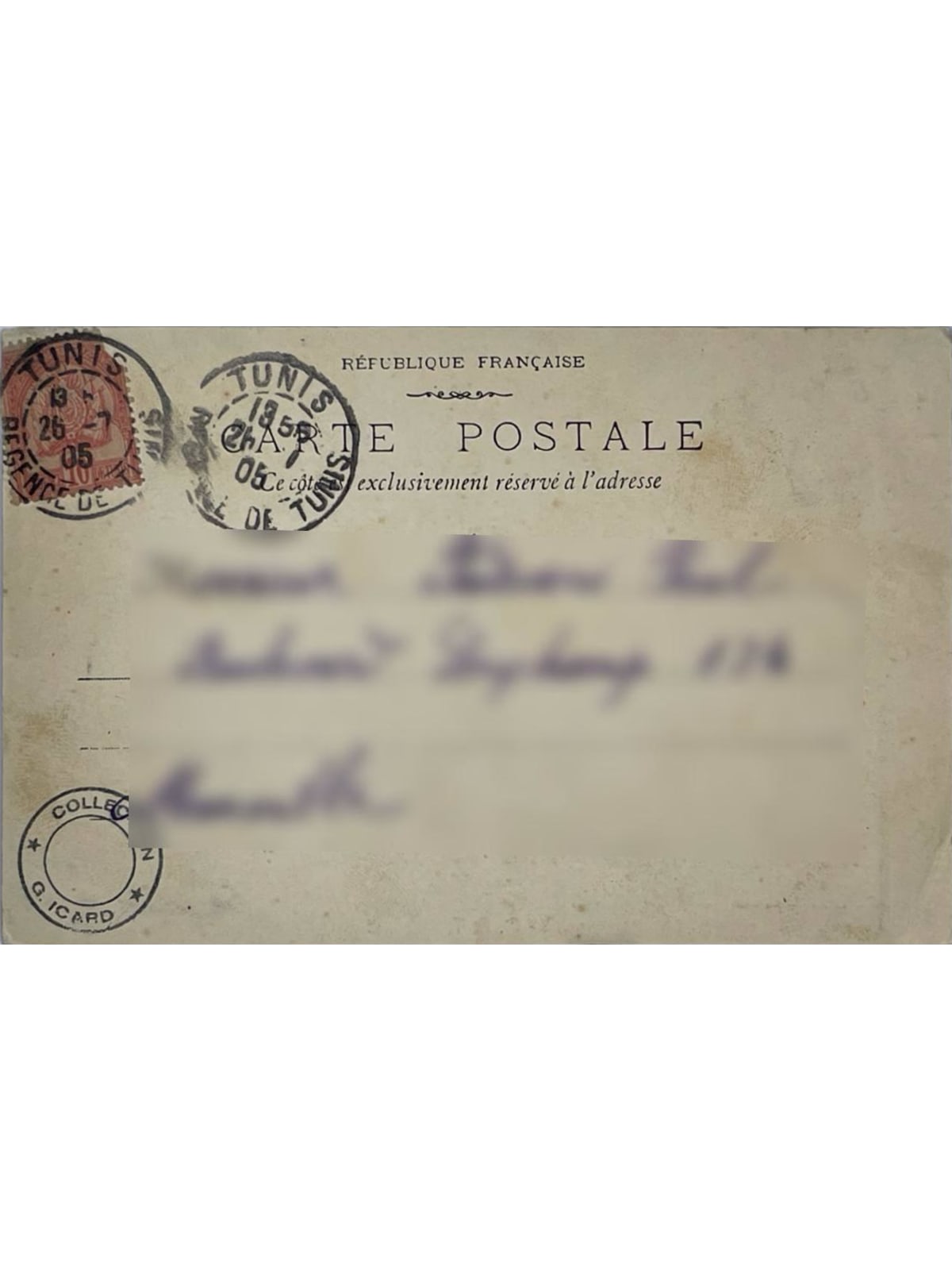 Verso de la carte postale