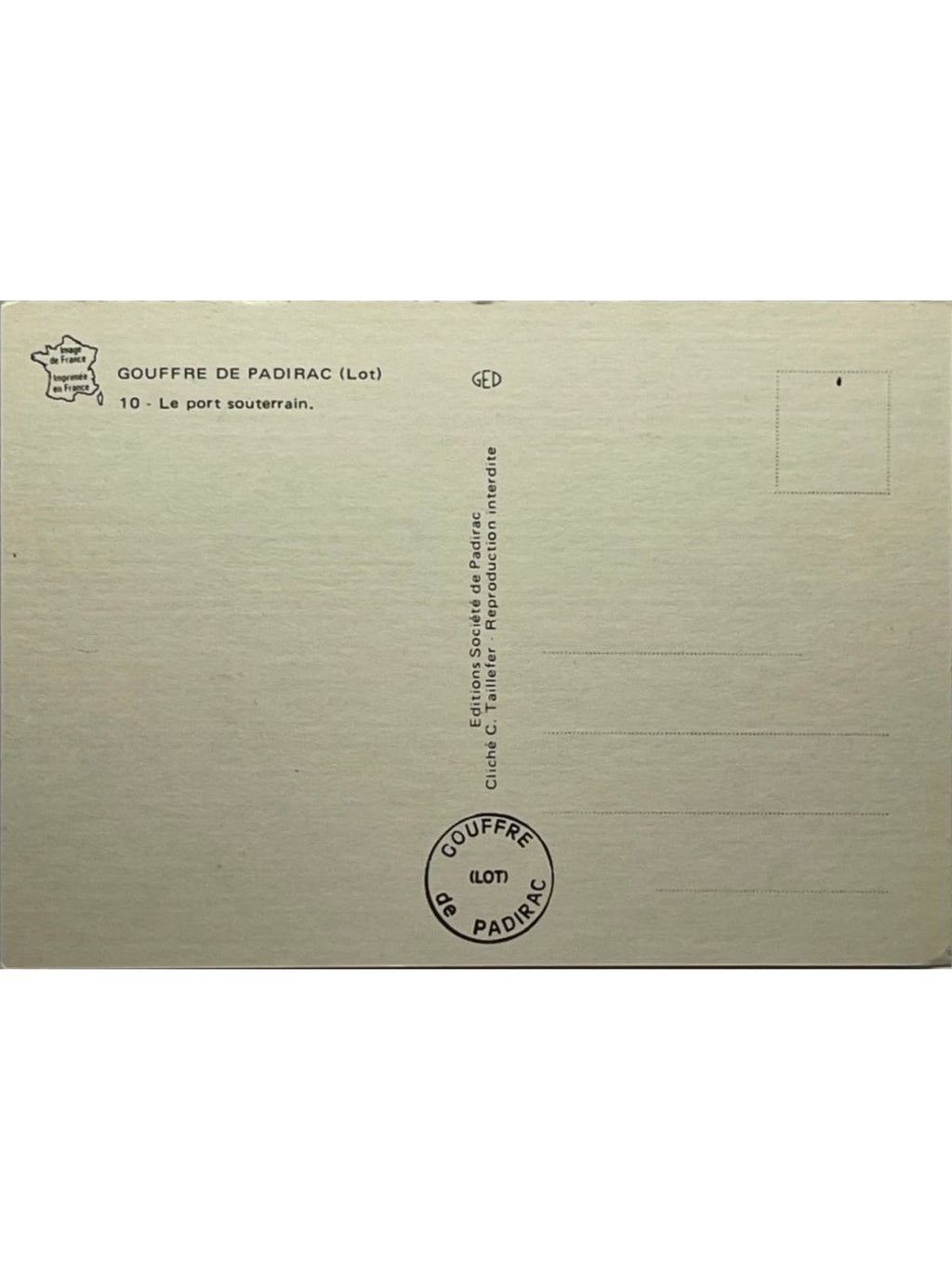 Verso de la carte postale