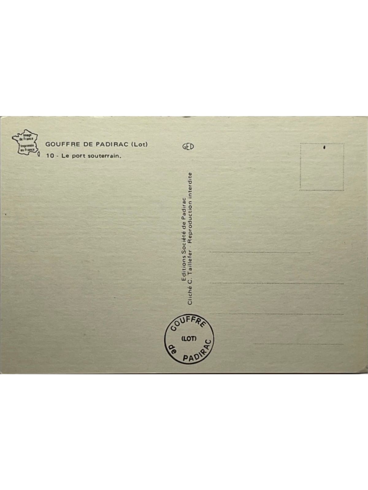 Verso de la carte postale