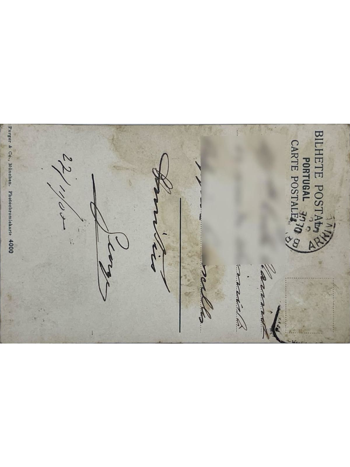 Verso de la carte postale