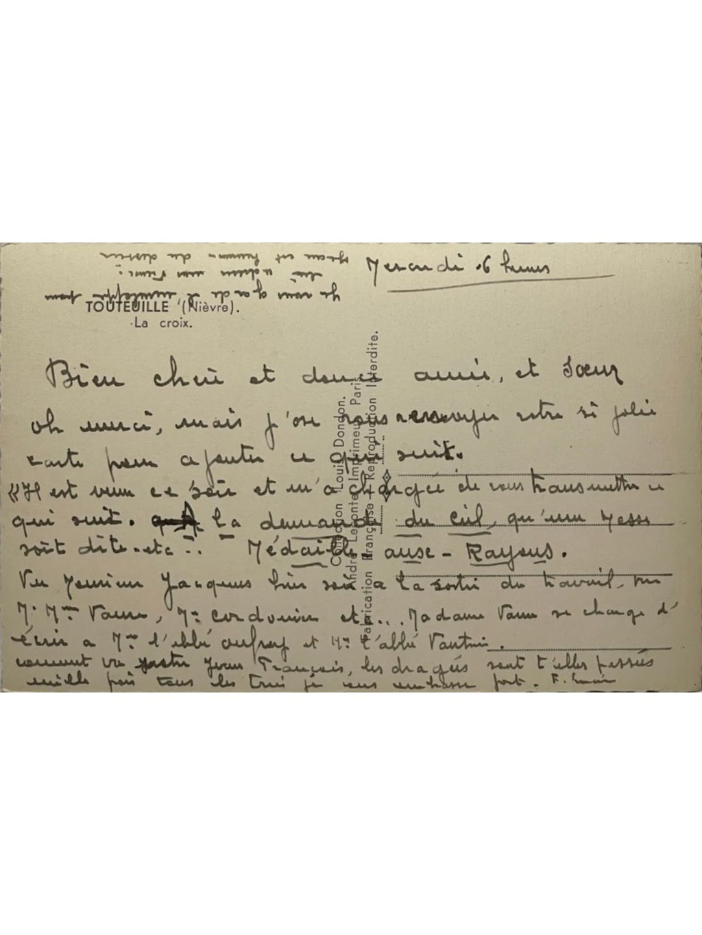 Verso de la carte postale