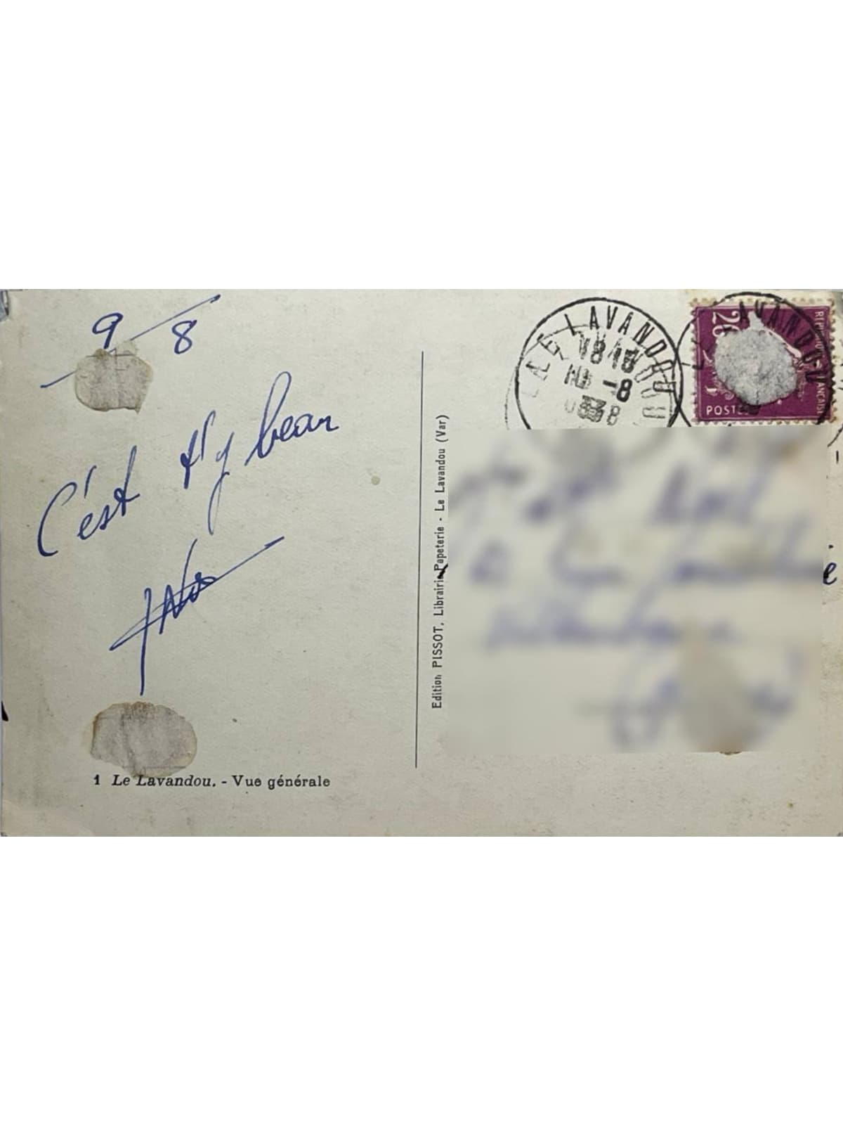 Verso de la carte postale
