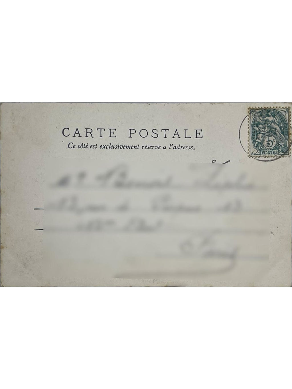 Verso de la carte postale