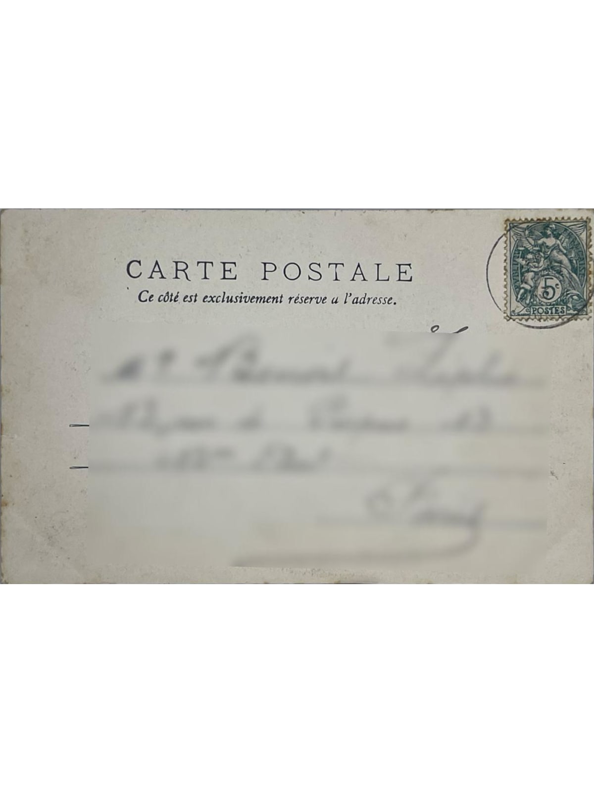 Verso de la carte postale