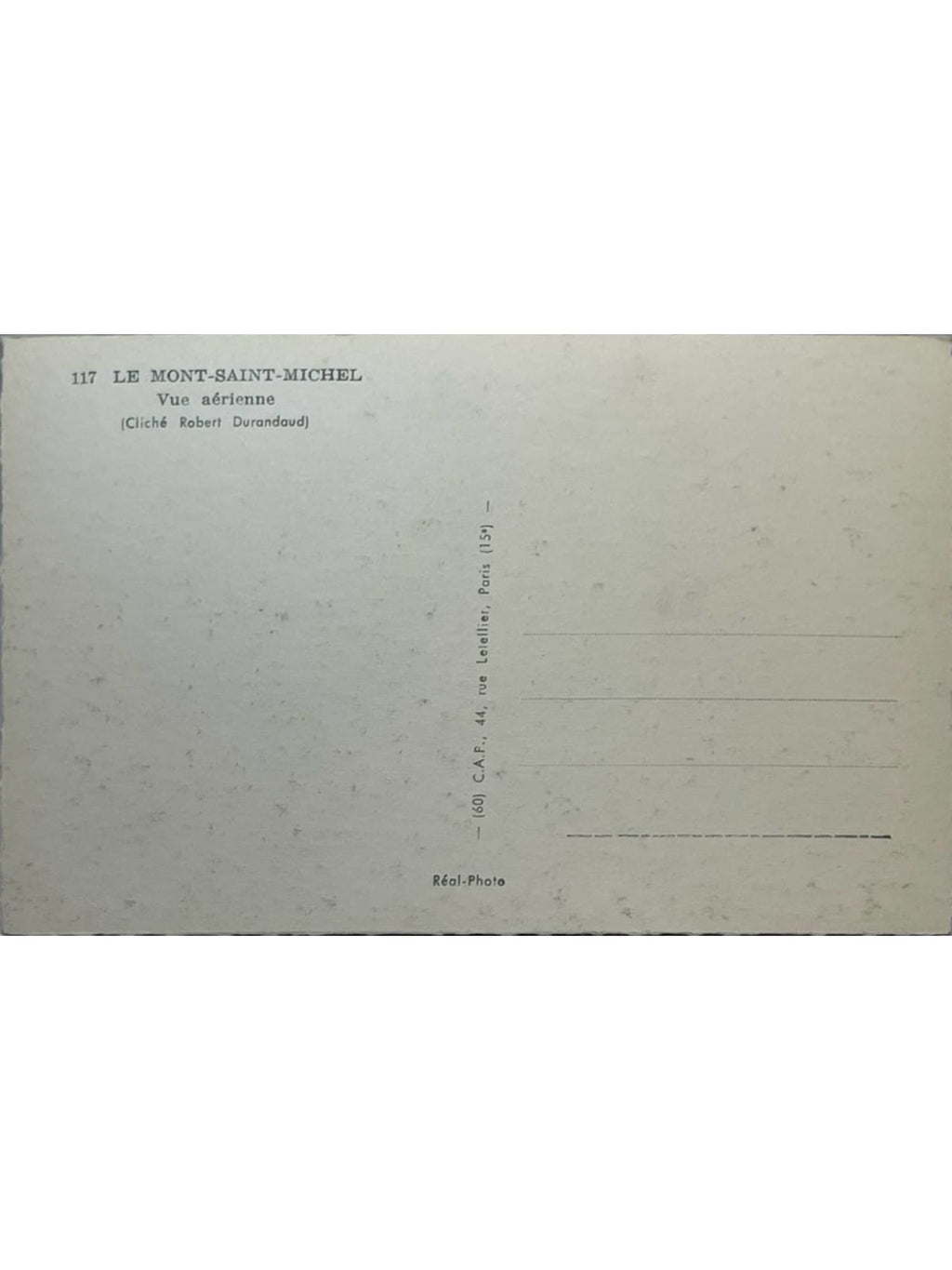 Verso de la carte postale