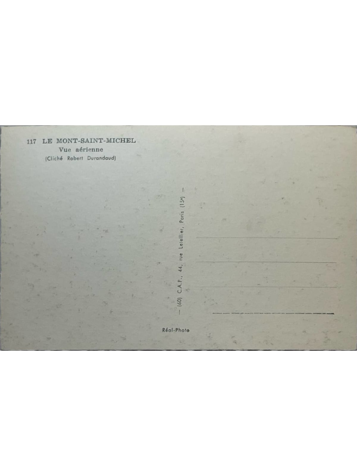 Verso de la carte postale