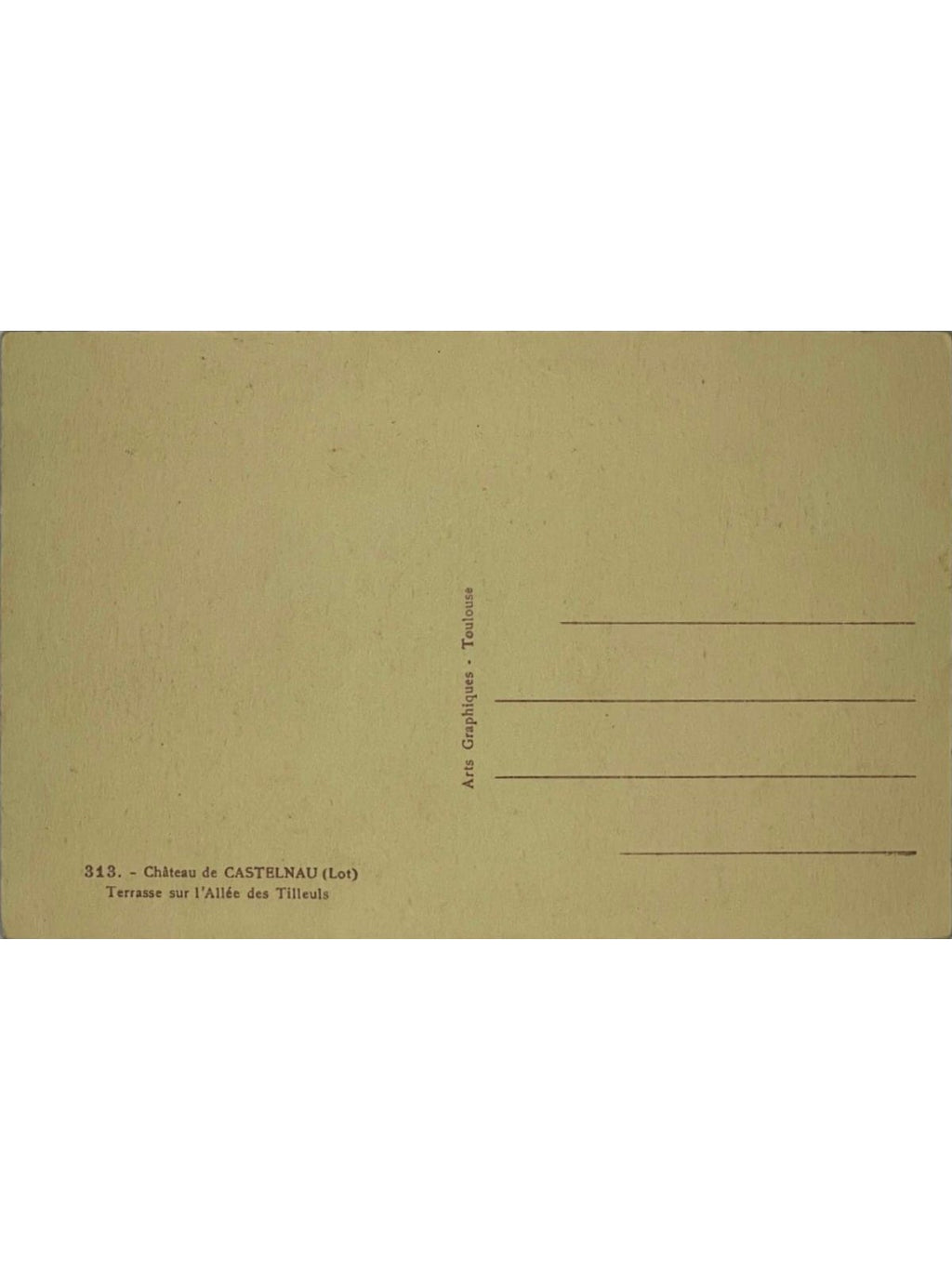 Verso de la carte postale